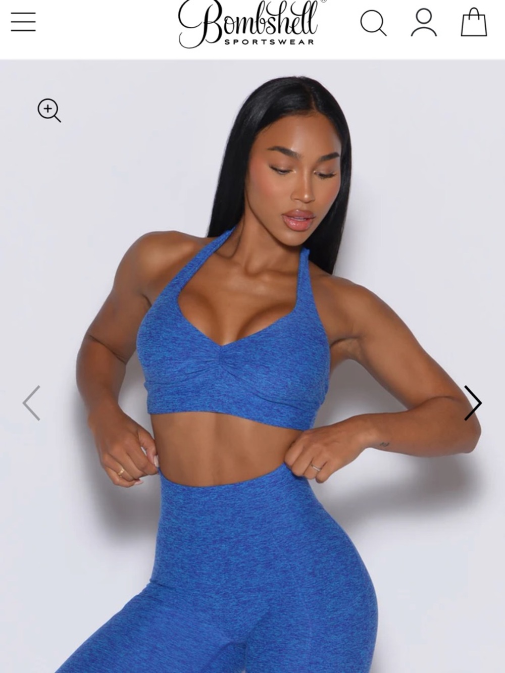 Bombshell Sportswear Royal Blue Seamless Halter Crop Top & High-Waist Leggings